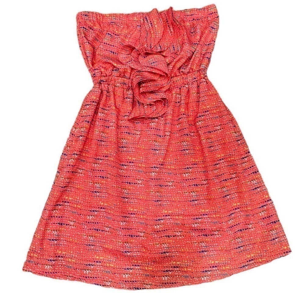 DOTS Pink Strapless Ruffled Mini Dress, Size Medium